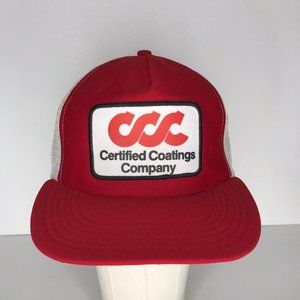 Vintage Certified Coatings Company Red White Mesh Trucker Snapback Hat